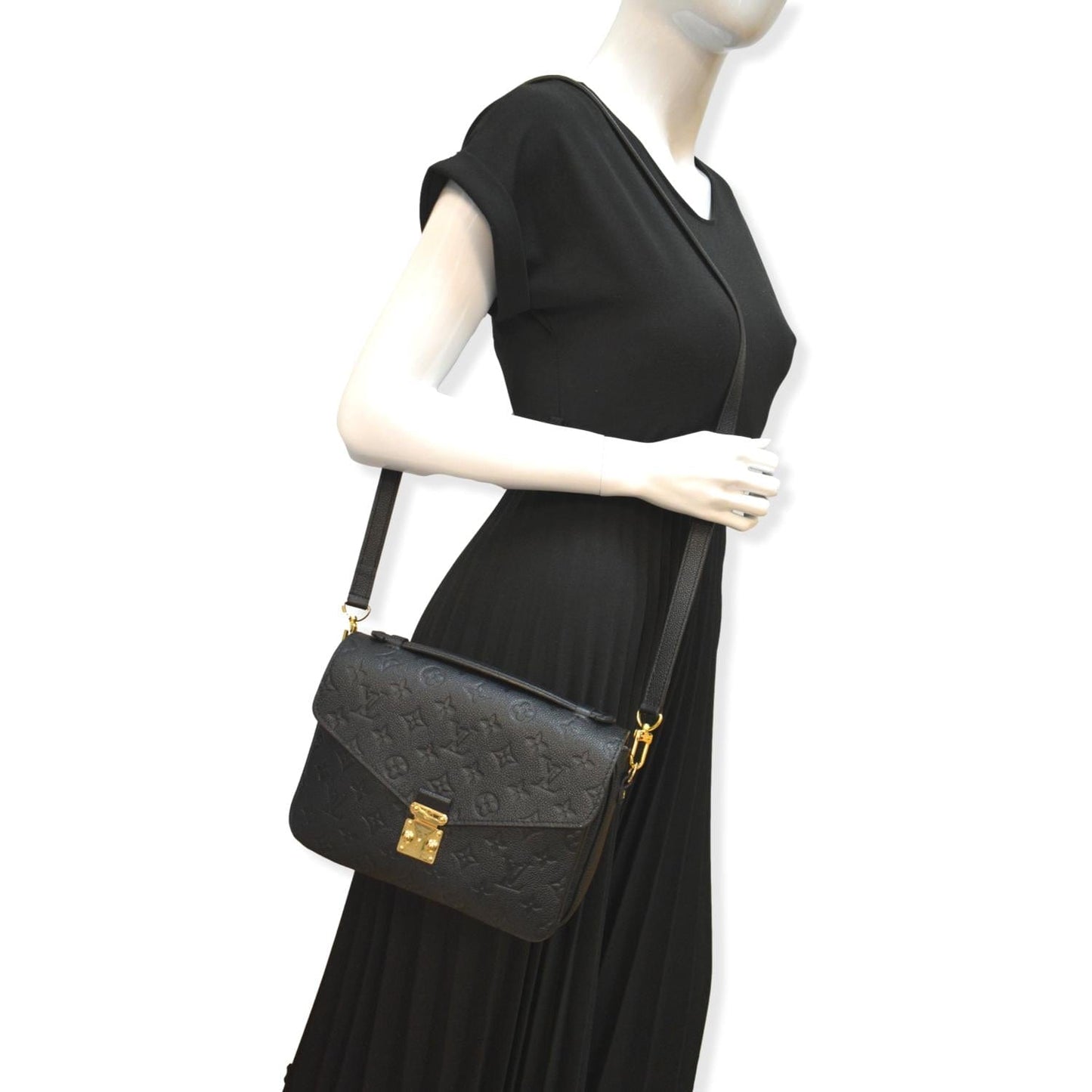 LOUIS VUITTON Metis Pochette Empreinte Leather Crossbody Bag Black
