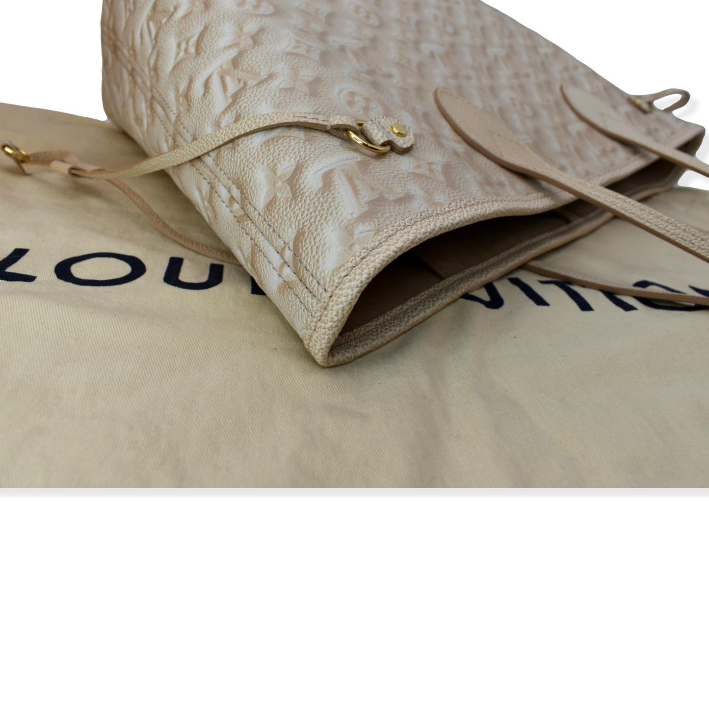 LOUIS VUITTON Stardust Neverfull MM Monogram Leather Tote Bag Pale Beige