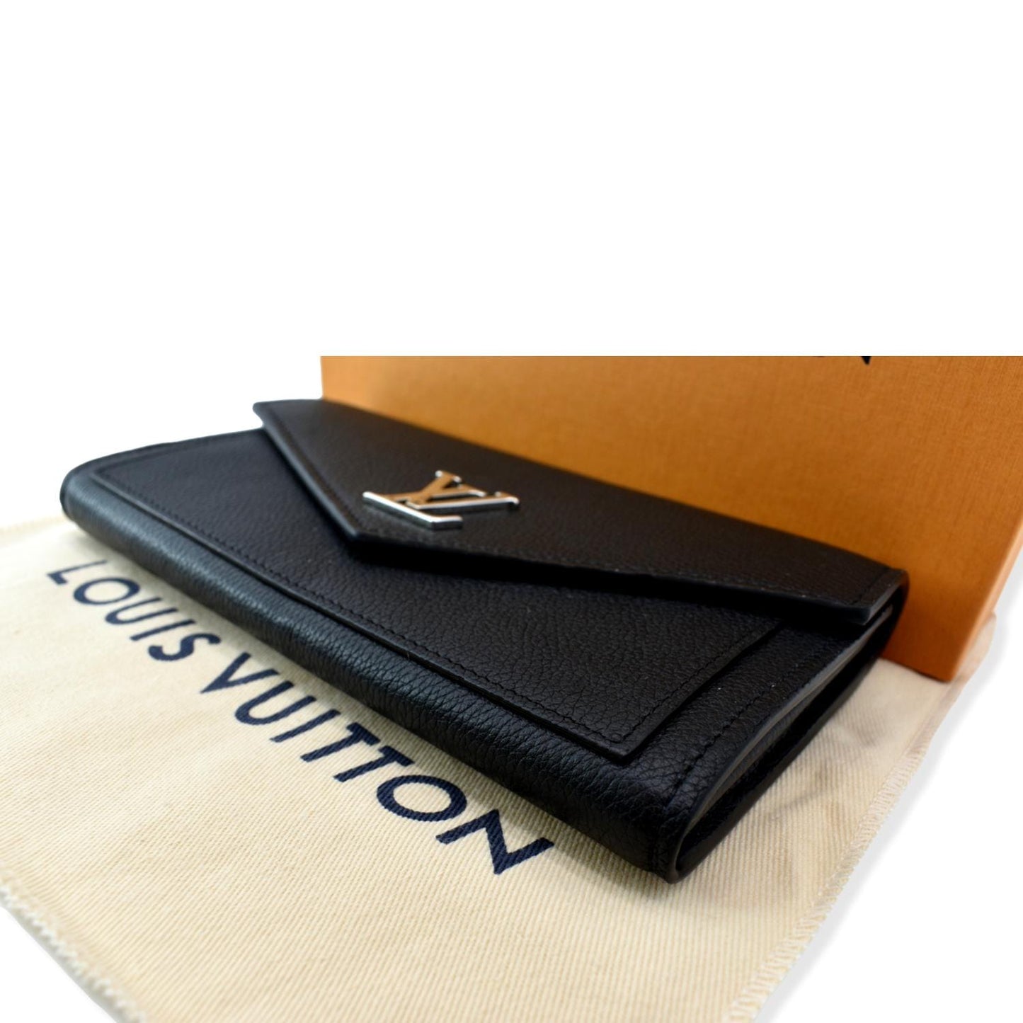 LOUIS VUITTON Mylockme Compact Leather Wallet Black
