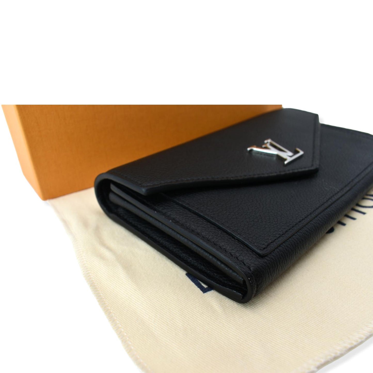 LOUIS VUITTON Mylockme Compact Leather Wallet Black
