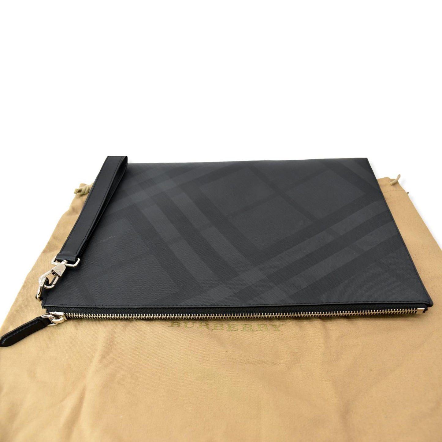 BURBERRY London Check Leather Zip Pouch