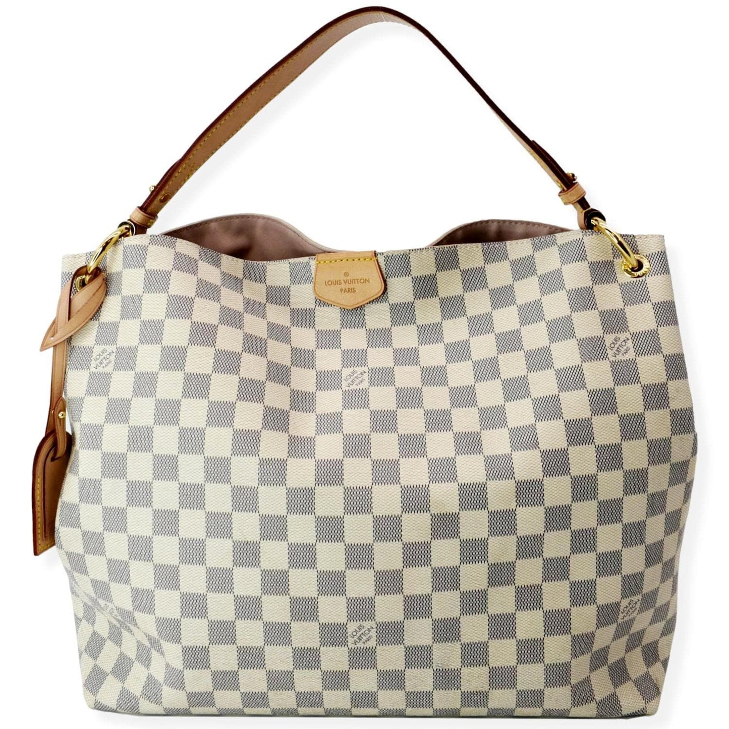 LOUIS VUITTON Graceful MM Damier Azur Hobo Shoulder Bag White