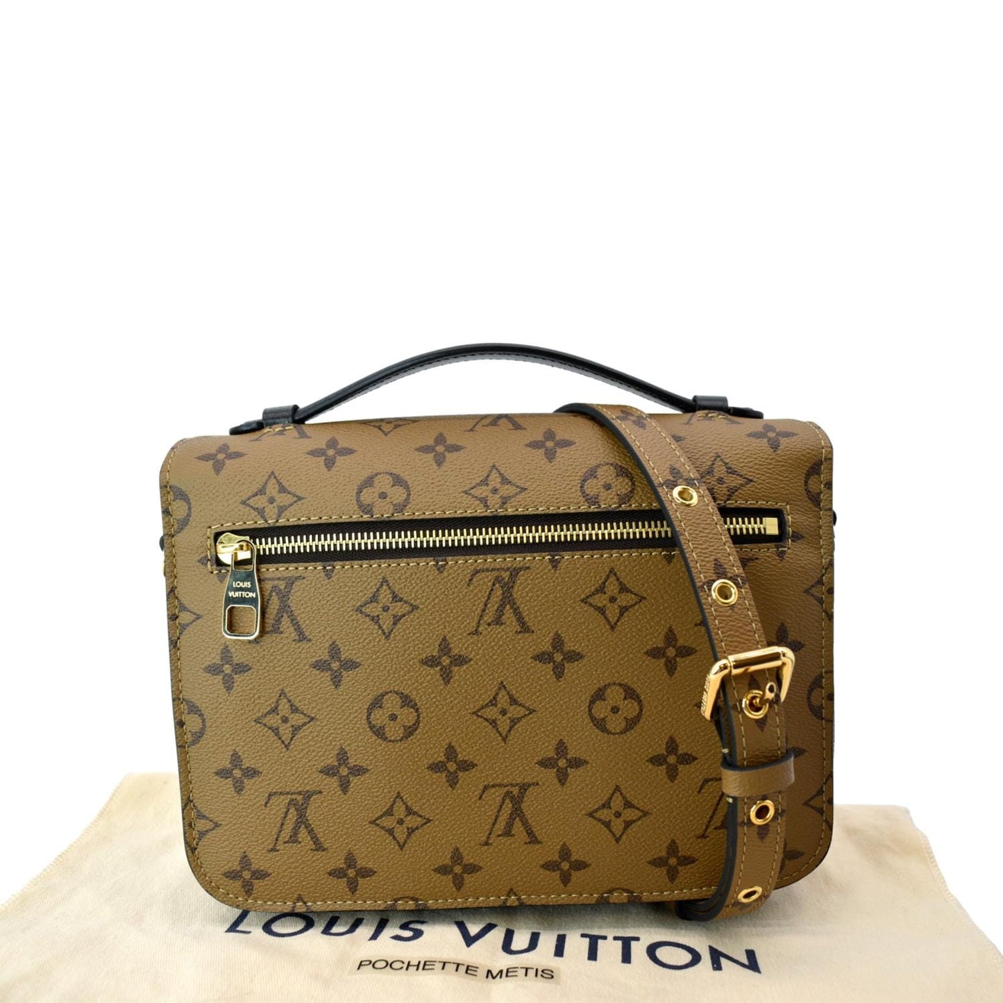 LOUIS VUITTON Metis Pochette Reverse Monogram Canvas Crossbody Bag Brown