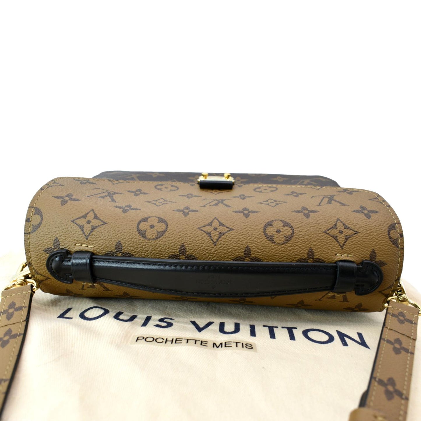 LOUIS VUITTON Metis Pochette Reverse Monogram Canvas Crossbody Bag Brown
