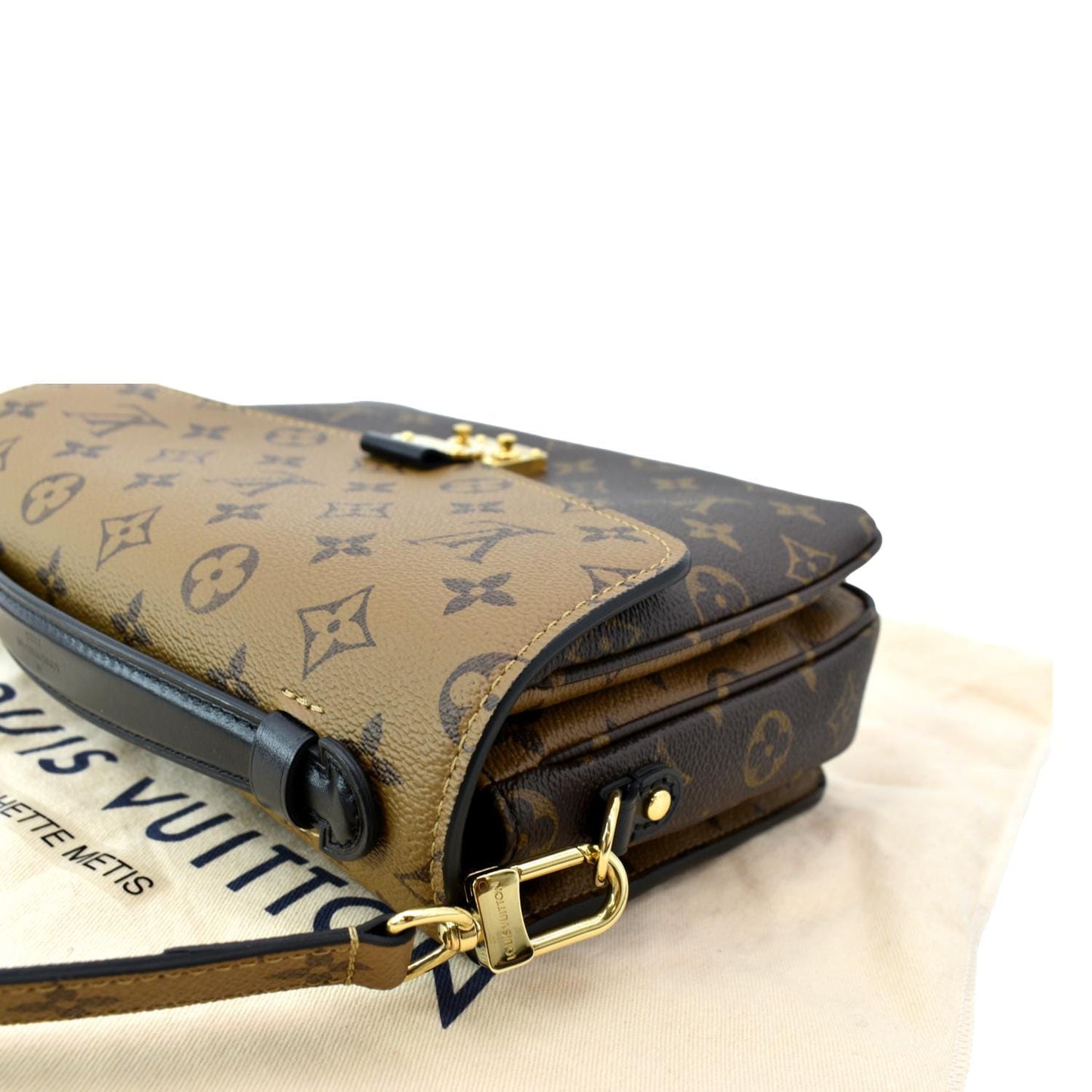 LOUIS VUITTON Metis Pochette Reverse Monogram Canvas Crossbody Bag Brown