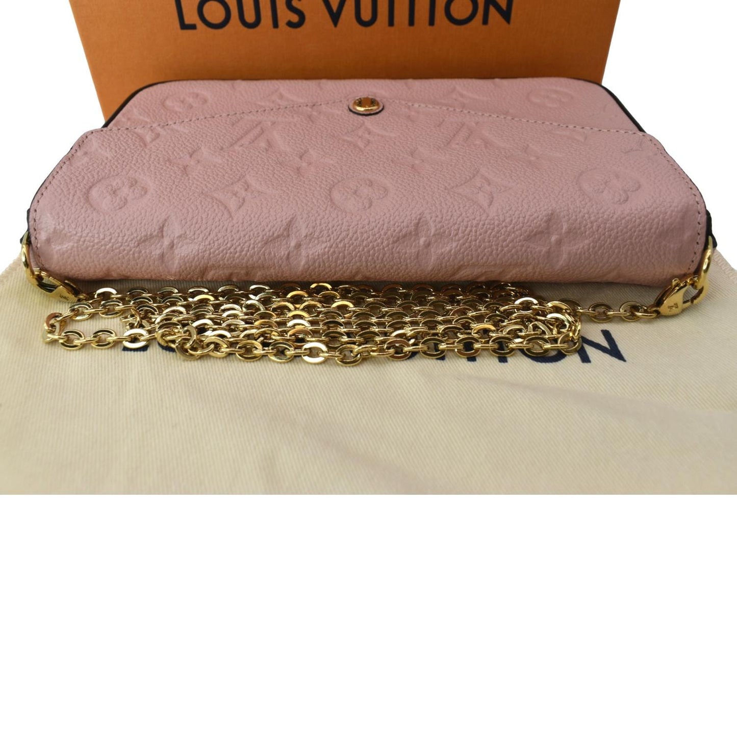 LOUIS VUITTON Pochette Felicie Monogram Leather Chain Wallet Pink