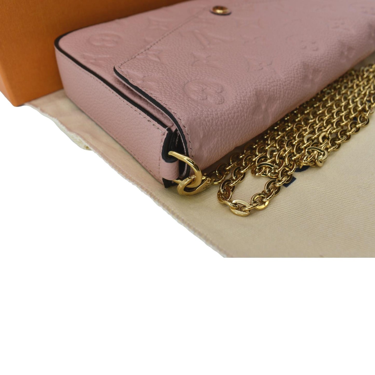 LOUIS VUITTON Pochette Felicie Monogram Leather Chain Wallet Pink