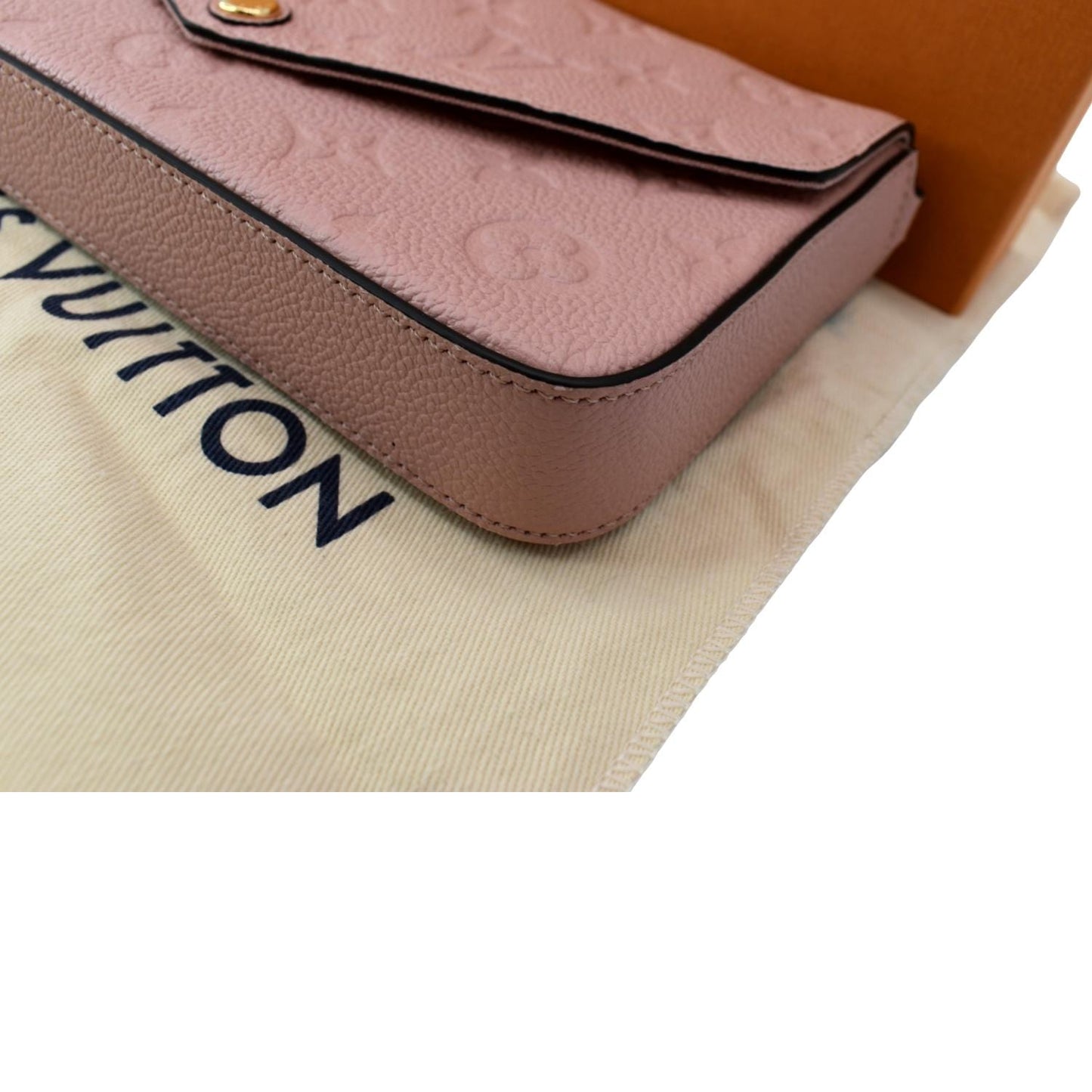 LOUIS VUITTON Pochette Felicie Monogram Leather Chain Wallet Pink