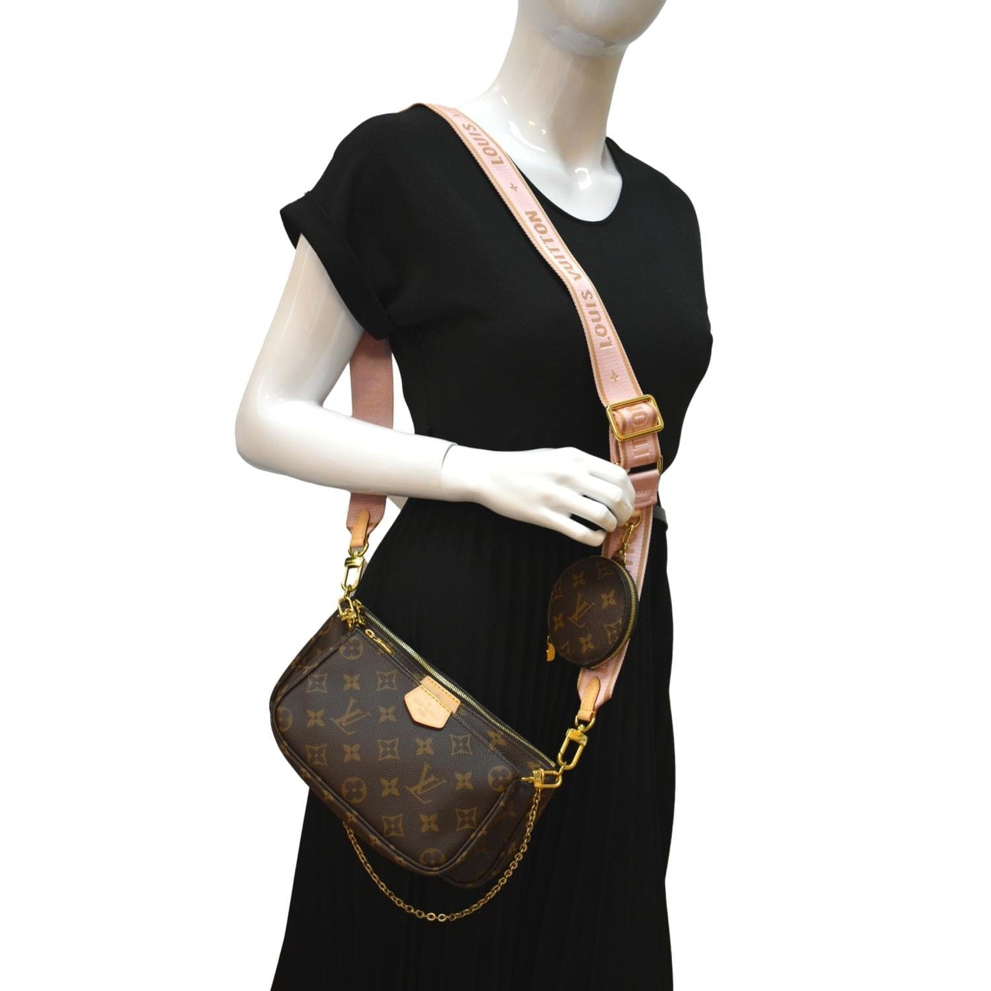 LOUIS VUITTON Multi Pochette Accessoires Monogram Canvas Shoulder Bag Pink