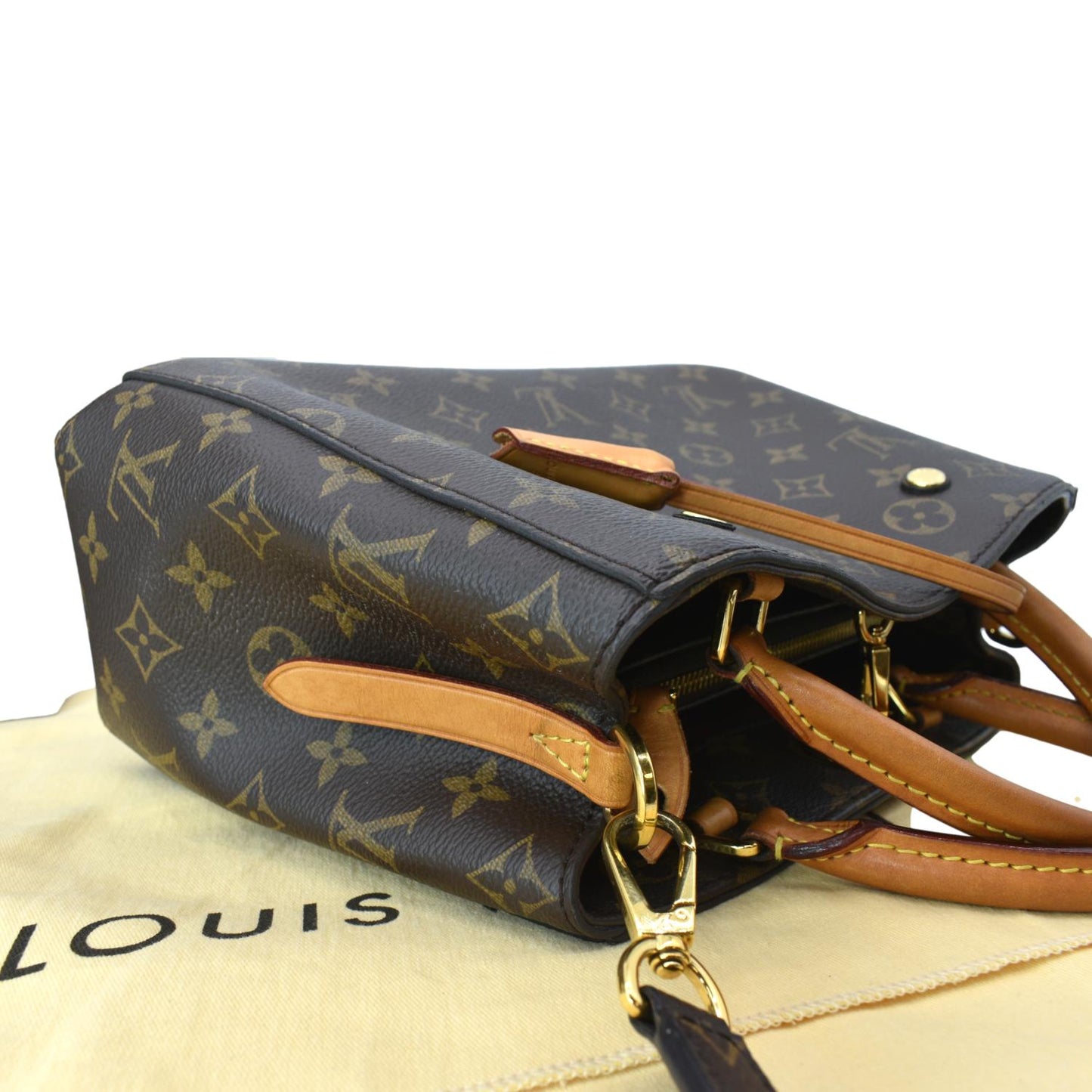 LOUIS VUITTON Montaigne BB Monogram Canvas Satchel Bag Brown