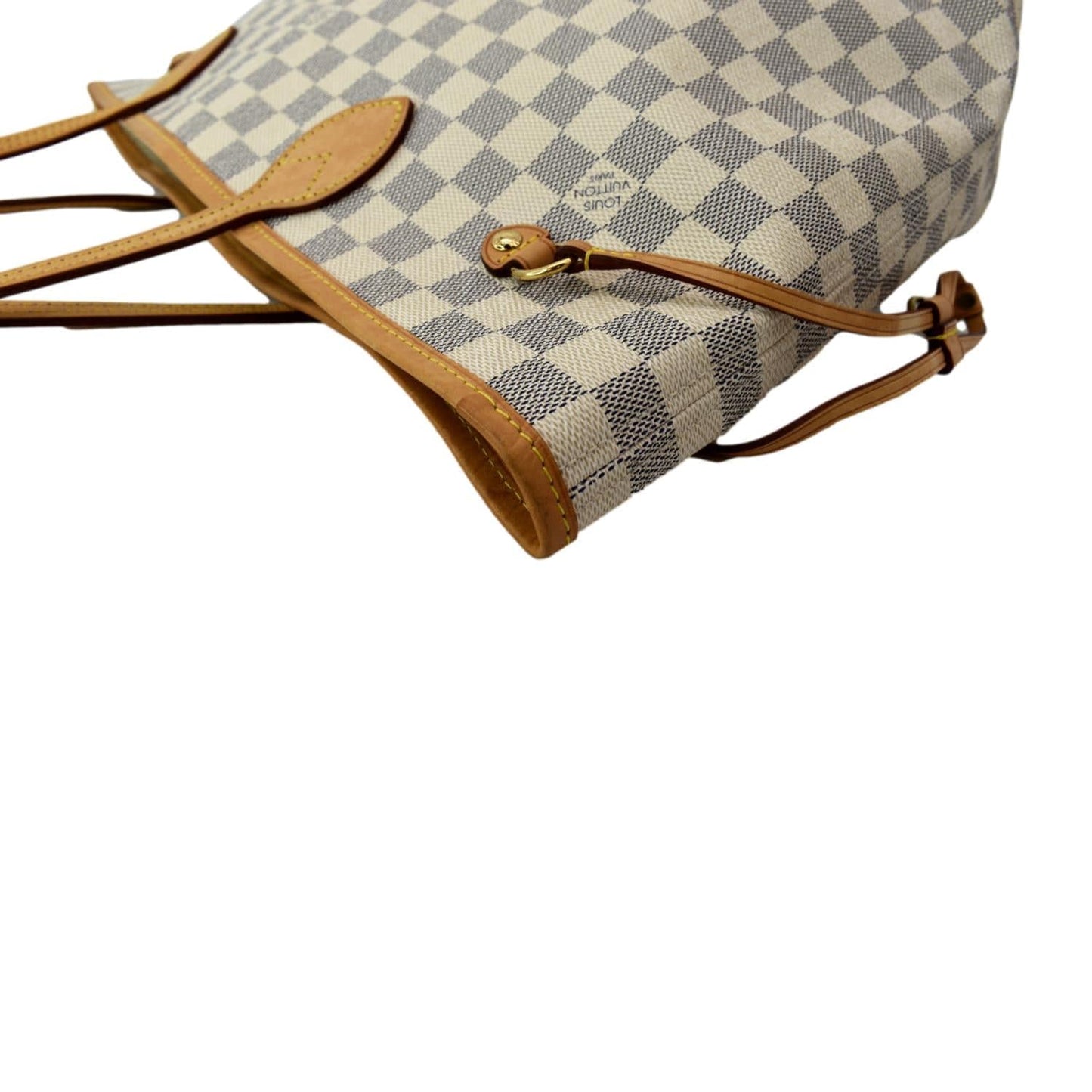 LOUIS VUITTON Neverfull MM Damier Azur Shoulder Bag White