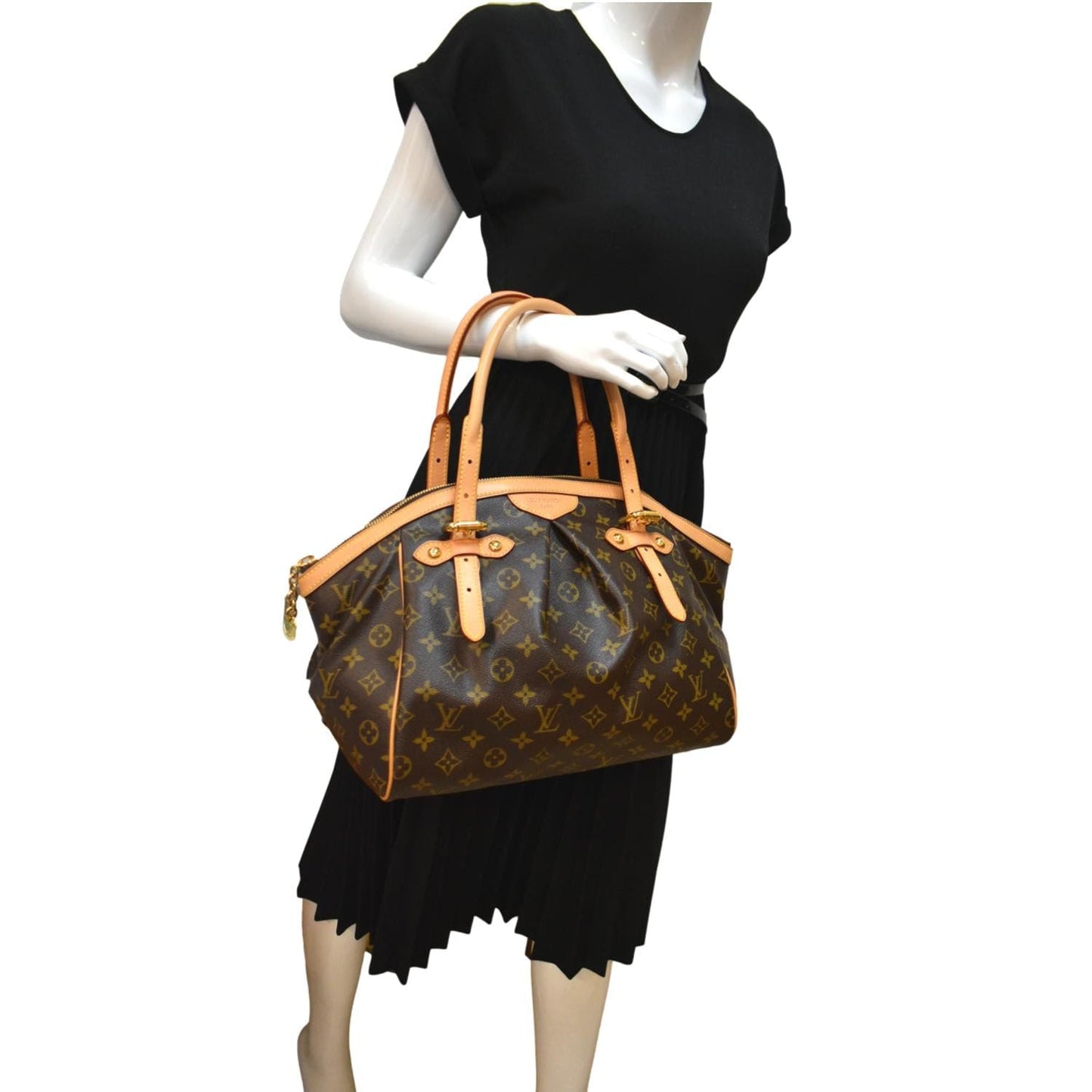 LOUIS VUITTON Tivoli PM Monogram Canvas Satchel Bag Brown