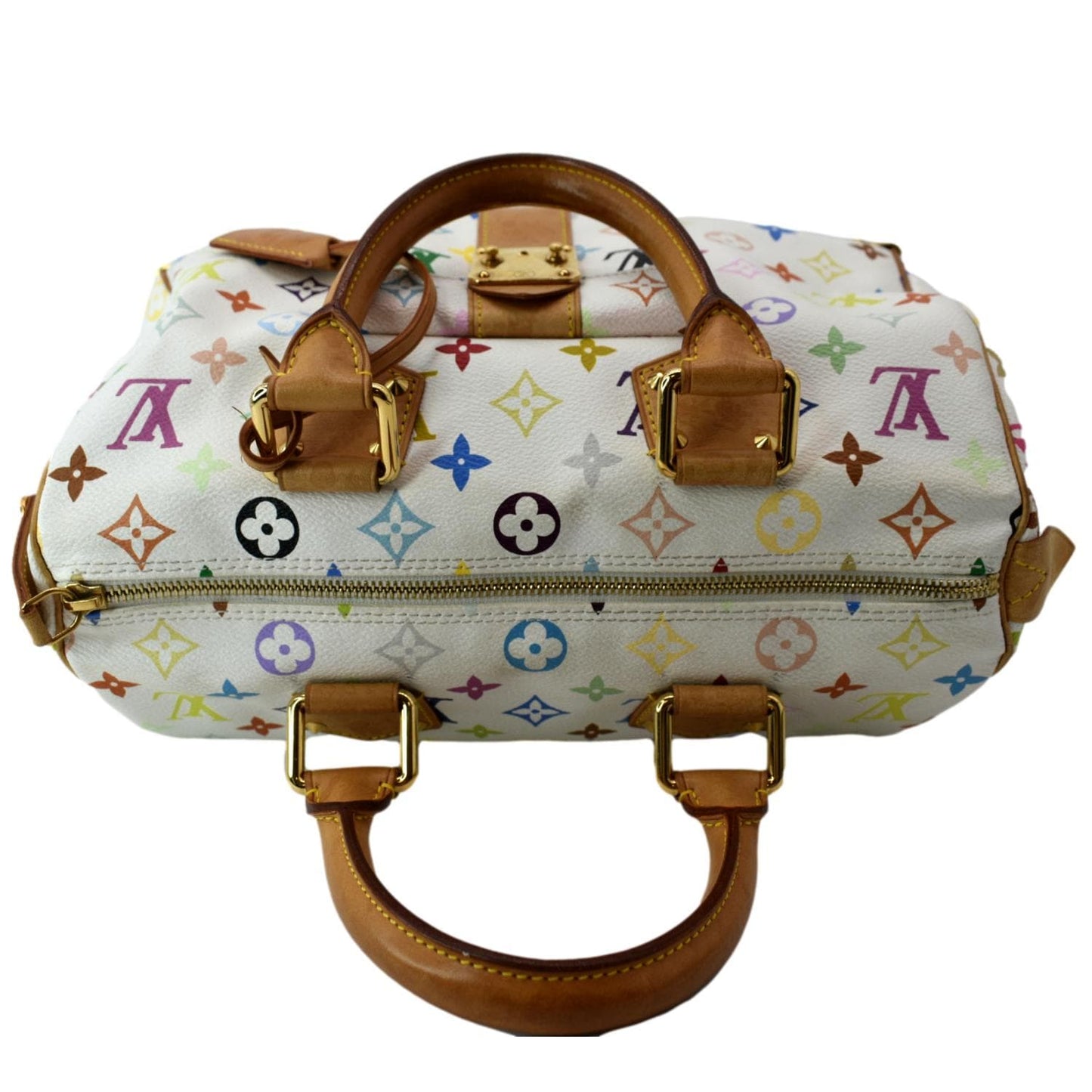 LOUIS VUITTON Speedy 30 Monogram Multicolor Satchel Bag White