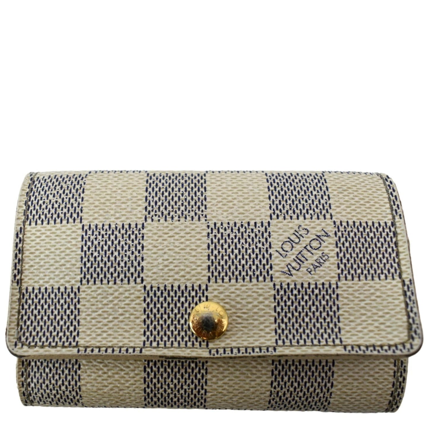 LOUIS VUITTON Damier Azur 6 Key Holder White