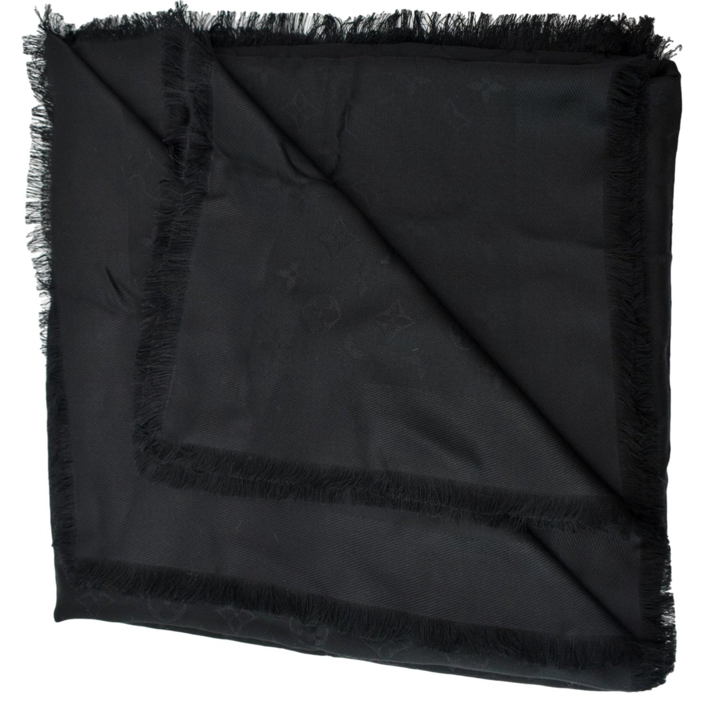 Louis Vuitton Monogram Shawl Black Silk