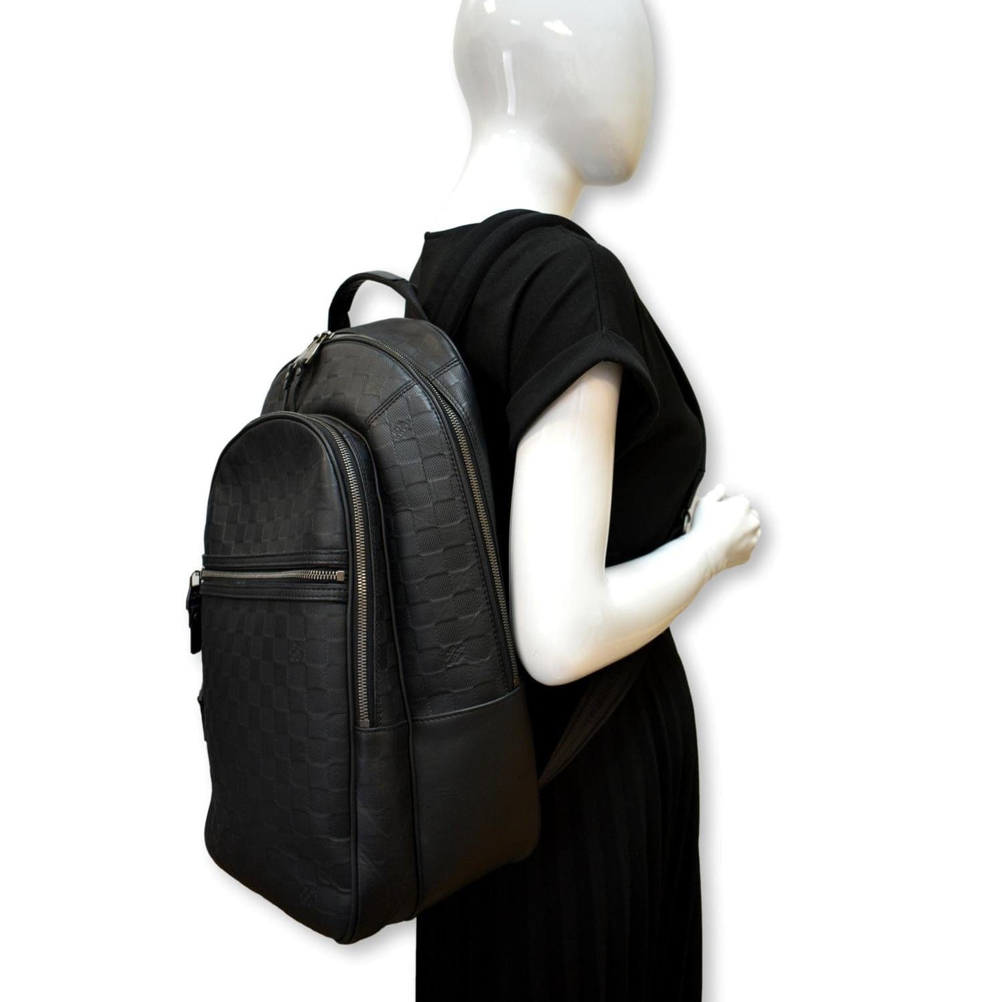 LOUIS VUITTON Michael Damier Infini Leather Backpack Bag Black