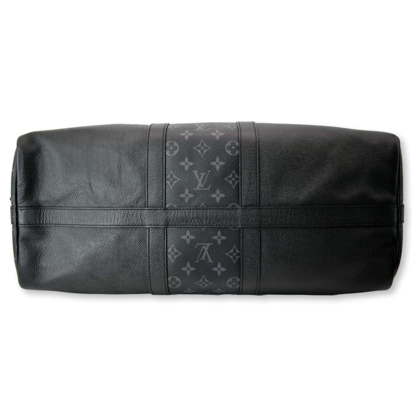 LOUIS VUITTON Keepall 50 Bandouliere Monogram Taiga Leather Travel Bag Black - Hot Deals