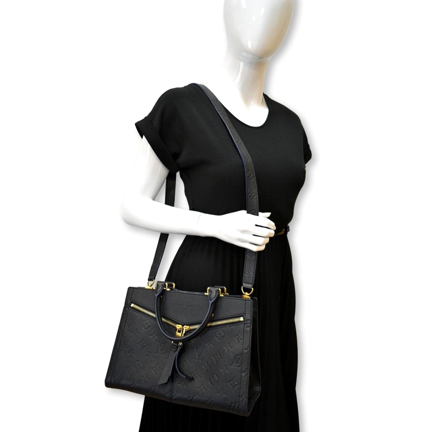 LOUIS VUITTON Sully PM Monogram Empreinte Leather Shoulder Bag Black