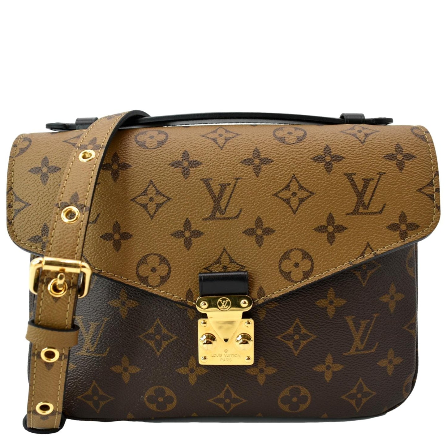 LOUIS VUITTON Metis Pochette Reverse Monogram Canvas Crossbody Bag Brown