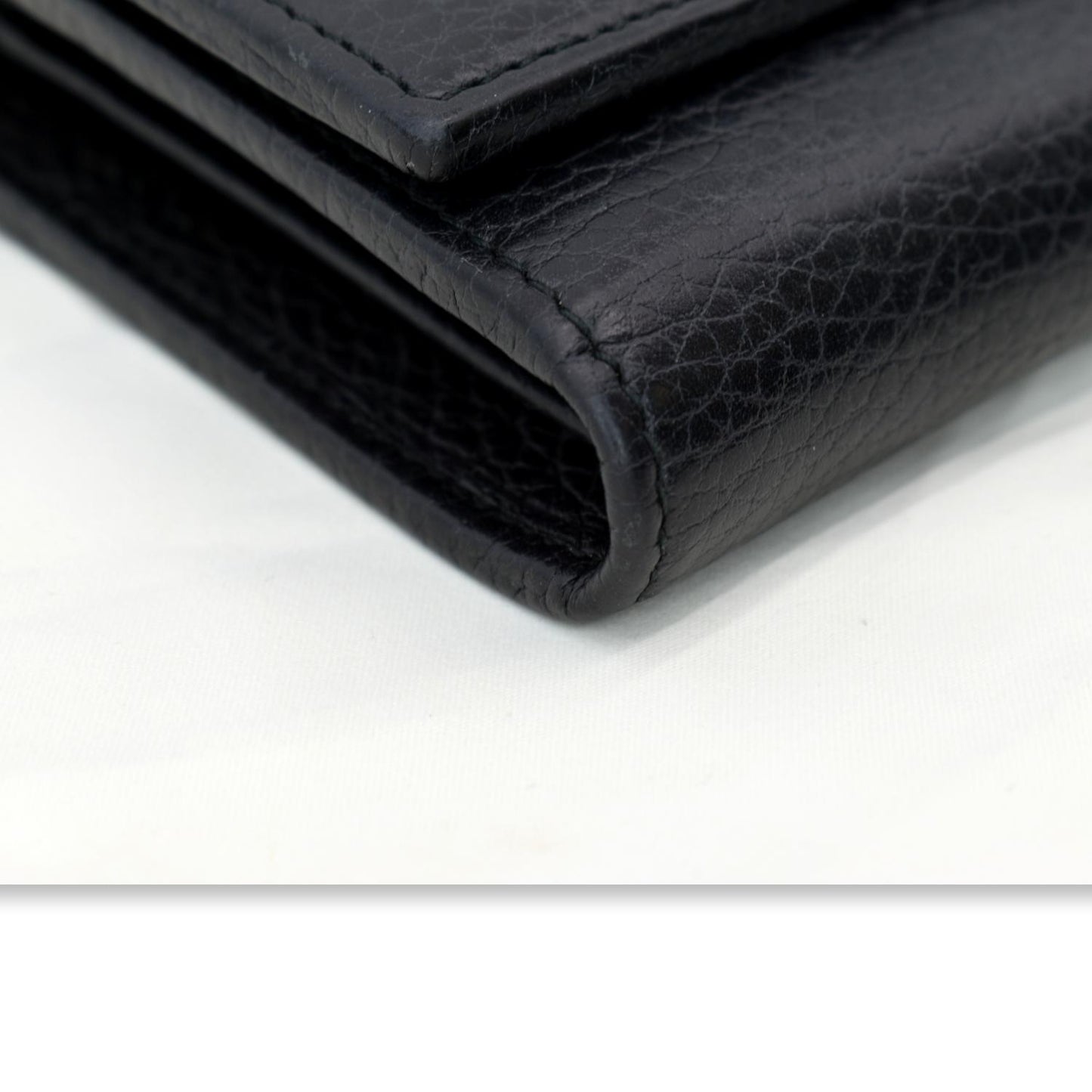 GUCCI Petite GG Marmont Leather Chain Wallet Black 546585