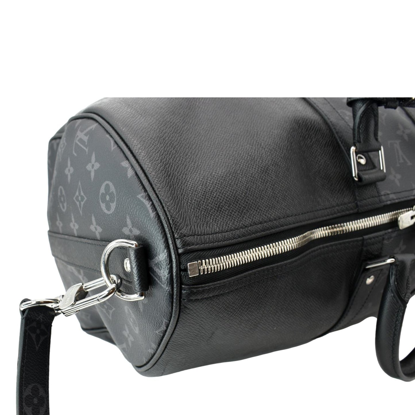 LOUIS VUITTON Keepall 50 Bandouliere Monogram Taiga Leather Travel Bag Black
