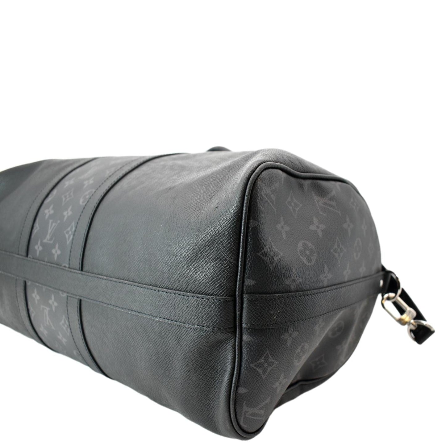 LOUIS VUITTON Keepall 50 Bandouliere Monogram Taiga Leather Travel Bag Black