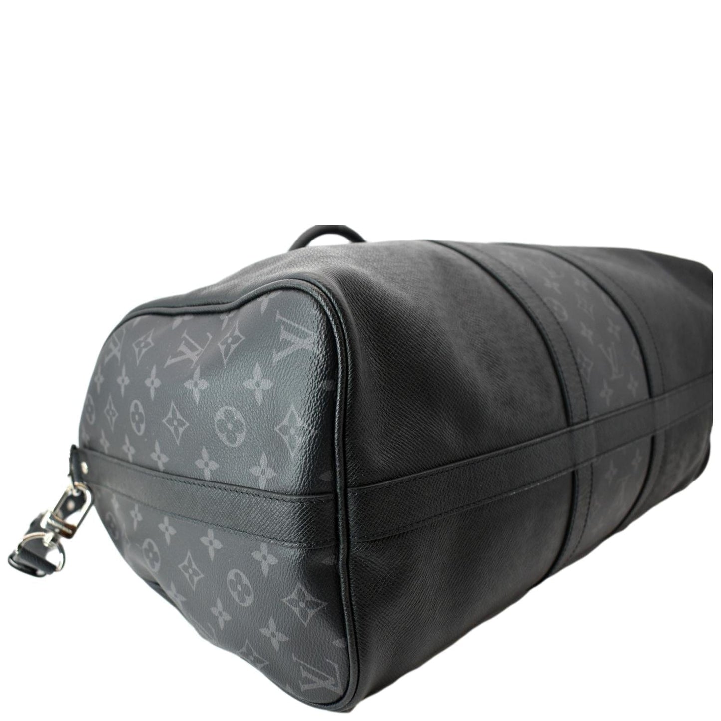 LOUIS VUITTON Keepall 50 Bandouliere Monogram Taiga Leather Travel Bag Black
