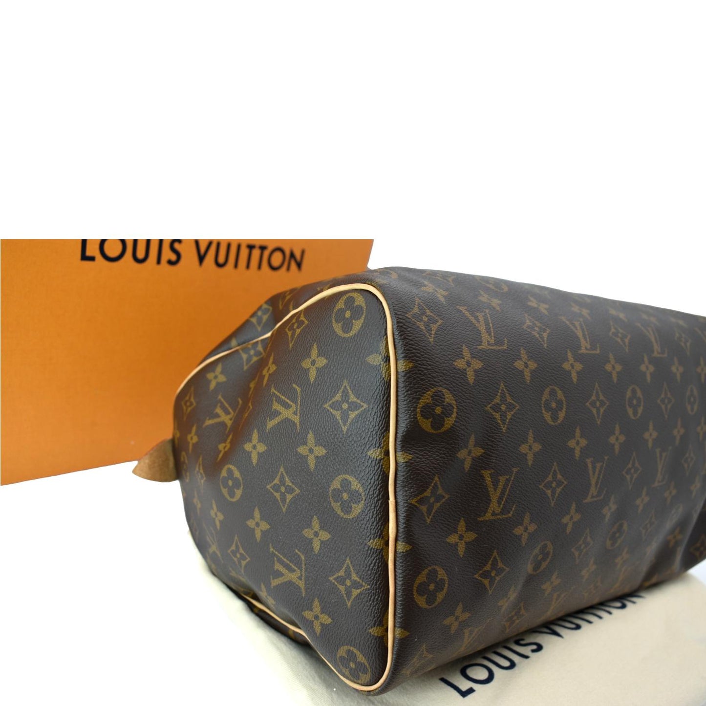 LOUIS VUITTON Speedy 35 Monogram Canvas Satchel Bag Brown