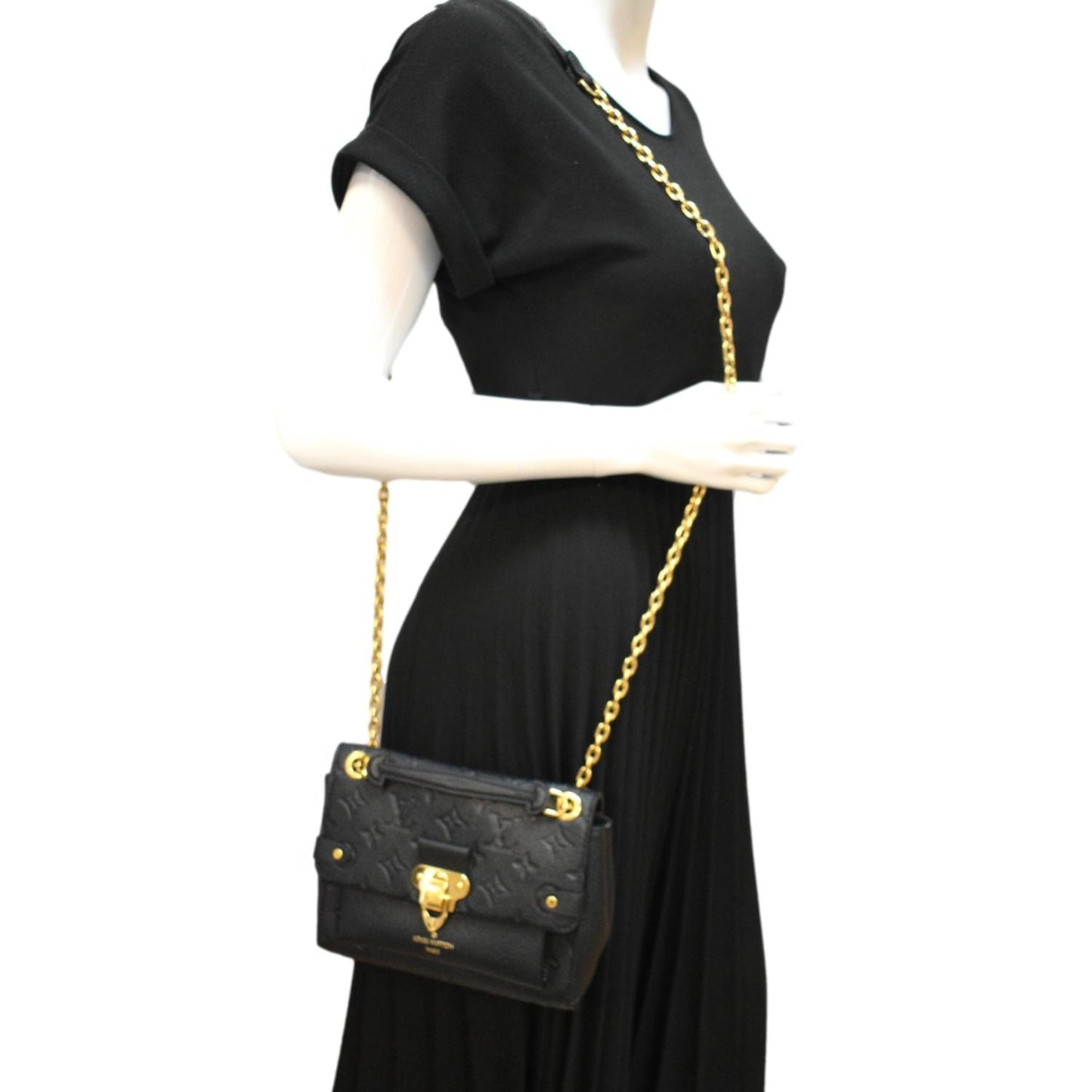LOUIS VUITTON Vavin BB Monogram Empreinte Leather Shoulder Bag Black