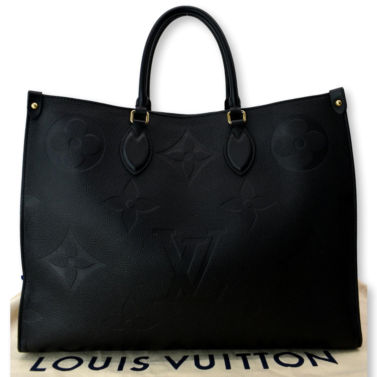LOUIS VUITTON Onthego GM Monogram Empreinte Leather Tote Bag Black - Hot Deals