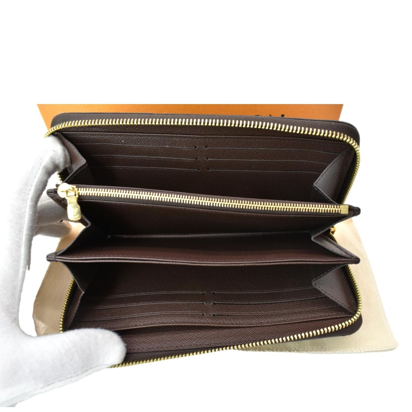 LOUIS VUITTON Damier Ebene Zippy Long Wallet Brown