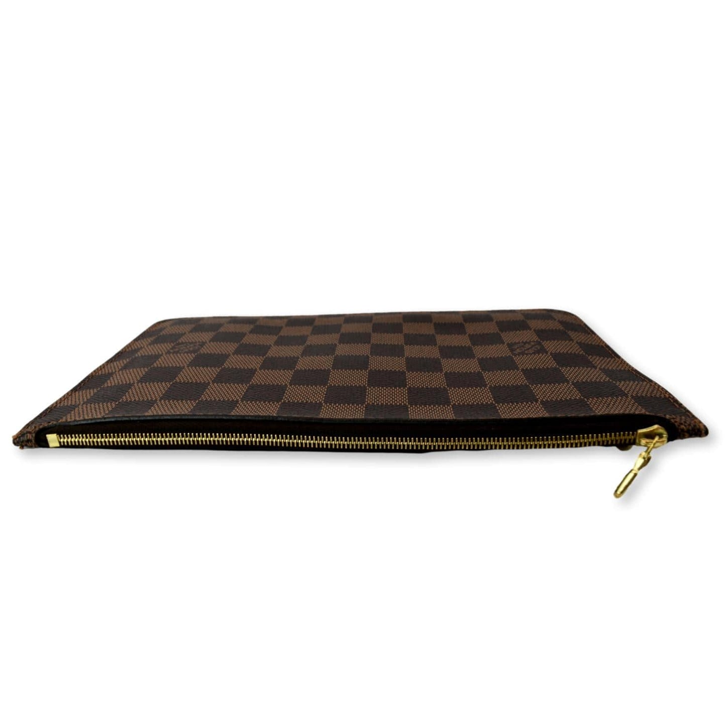 LOUIS VUITTON  Neverfull Damier Ebene Pochette Wristlet Pouch Brown