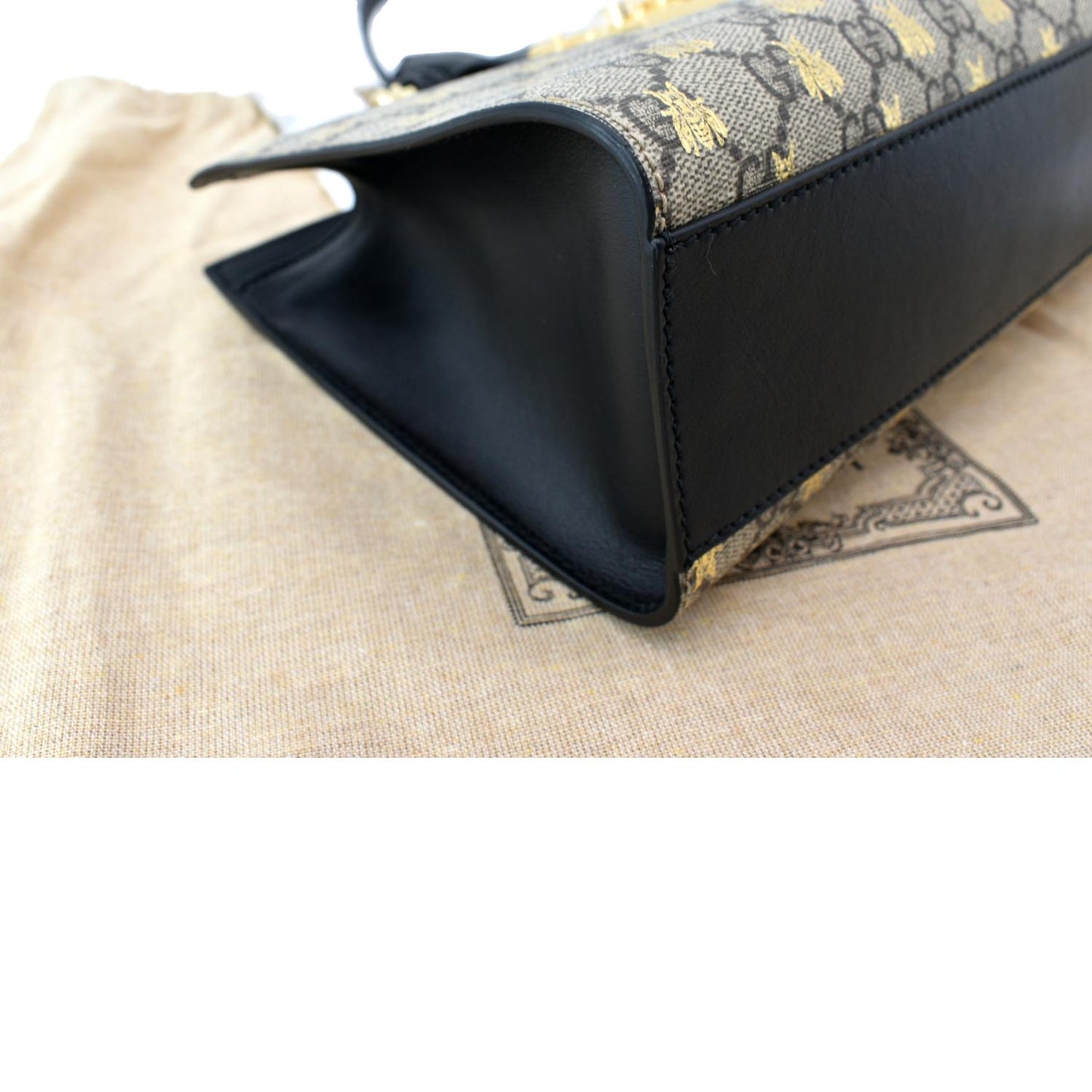 Gucci Ophidia Bees Padlock Small GG Supreme Canvas Tote Bag Beige 498156