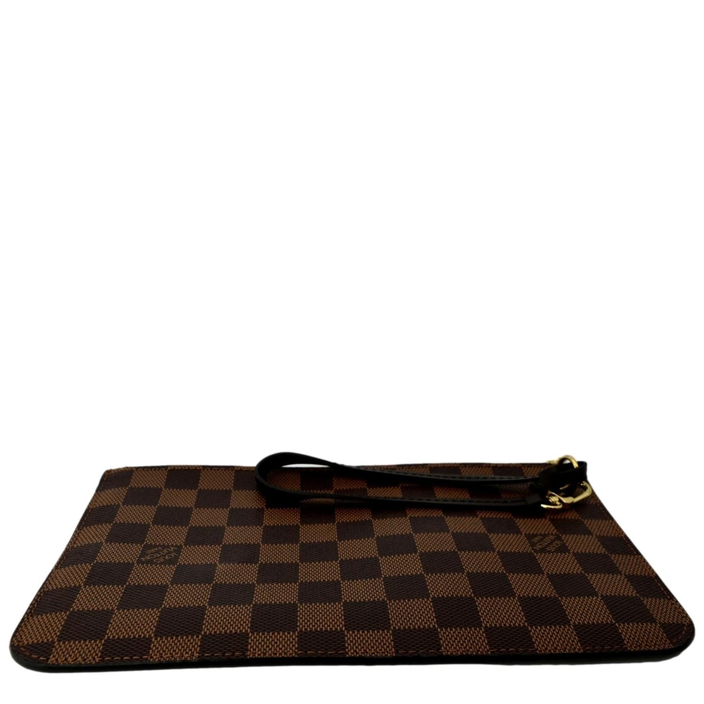 LOUIS VUITTON Neverfull Damier Ebene Pochette Wristlet Pouch Brown