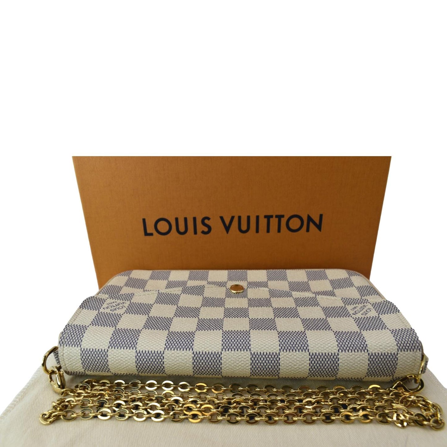 LOUIS VUITTON Felicie Pochette Damier Azur Crossbody Bag White