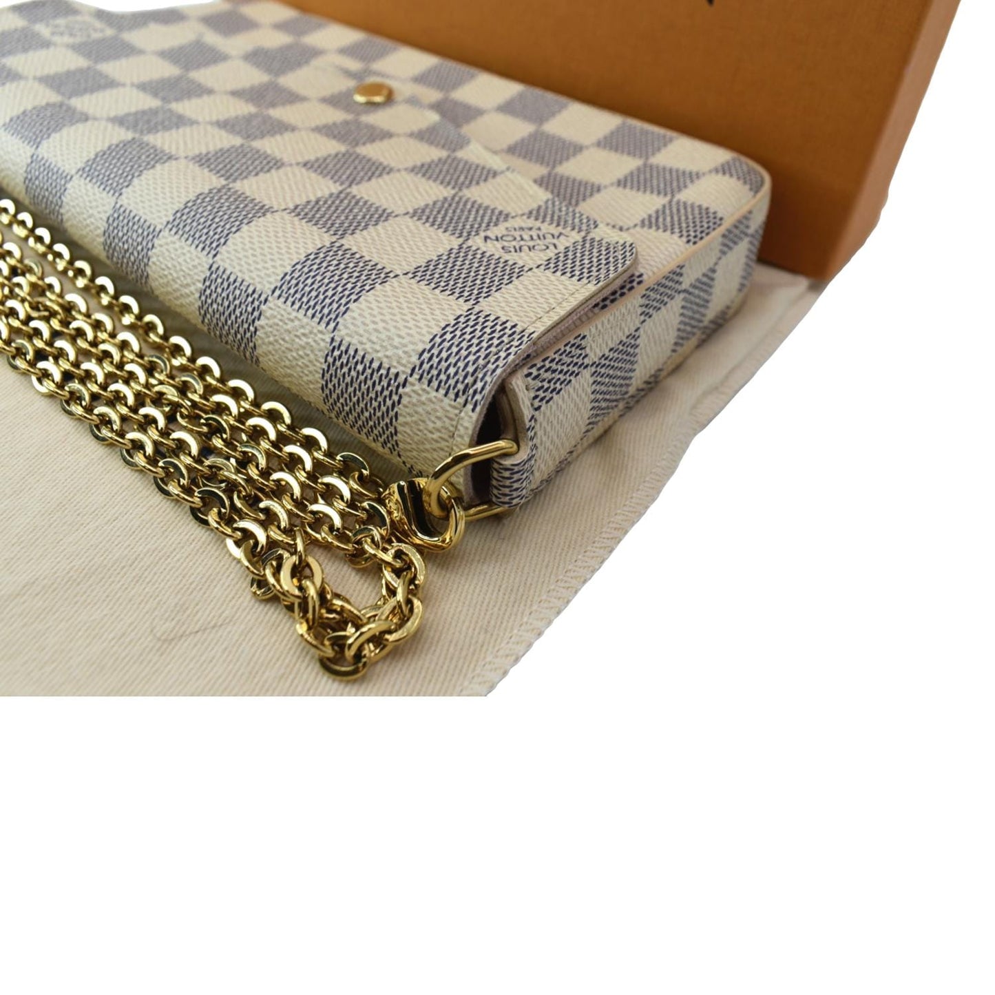 LOUIS VUITTON Felicie Pochette Damier Azur Crossbody Bag White