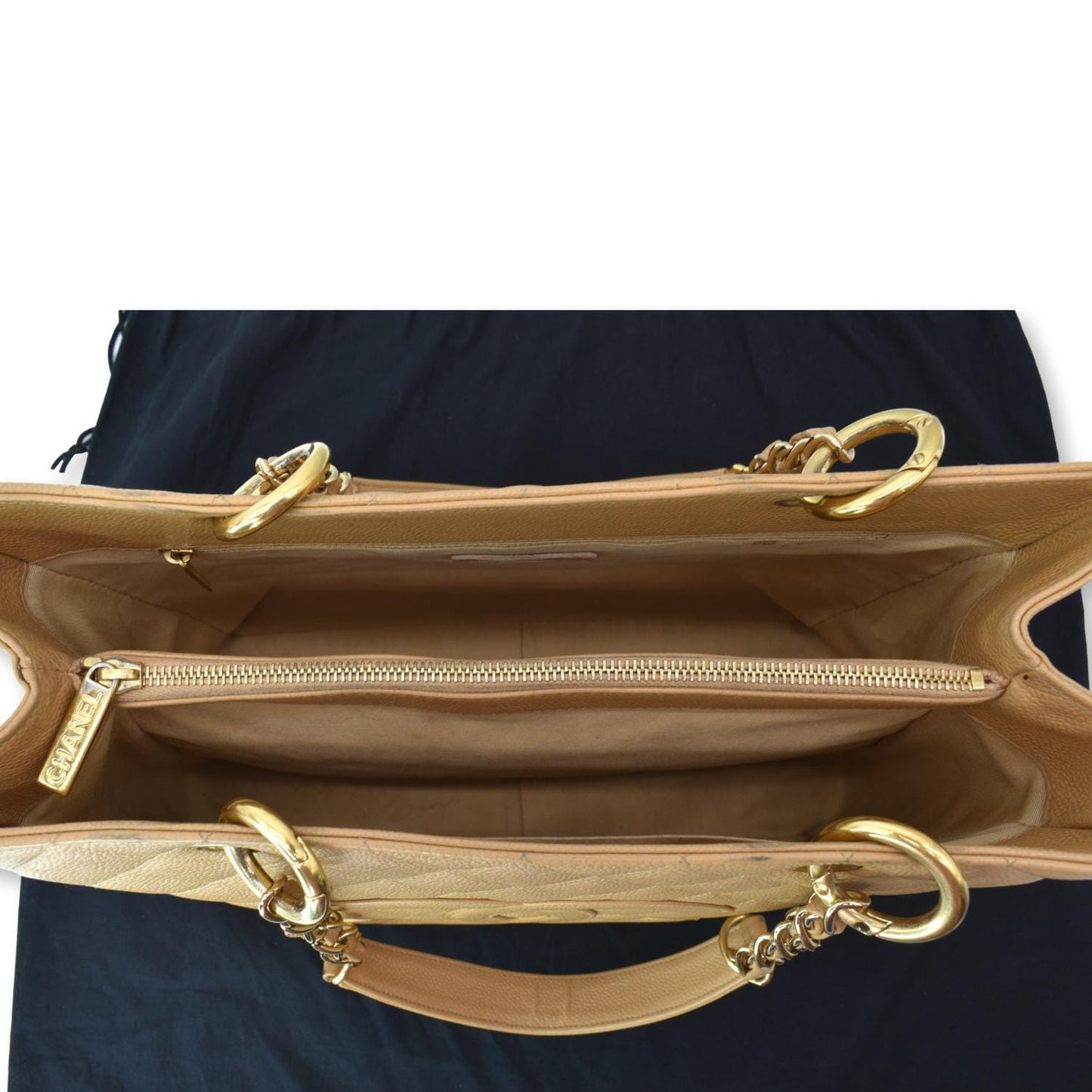 CHANEL Grand Shopping GST Caviar Leather Tote Bag Beige