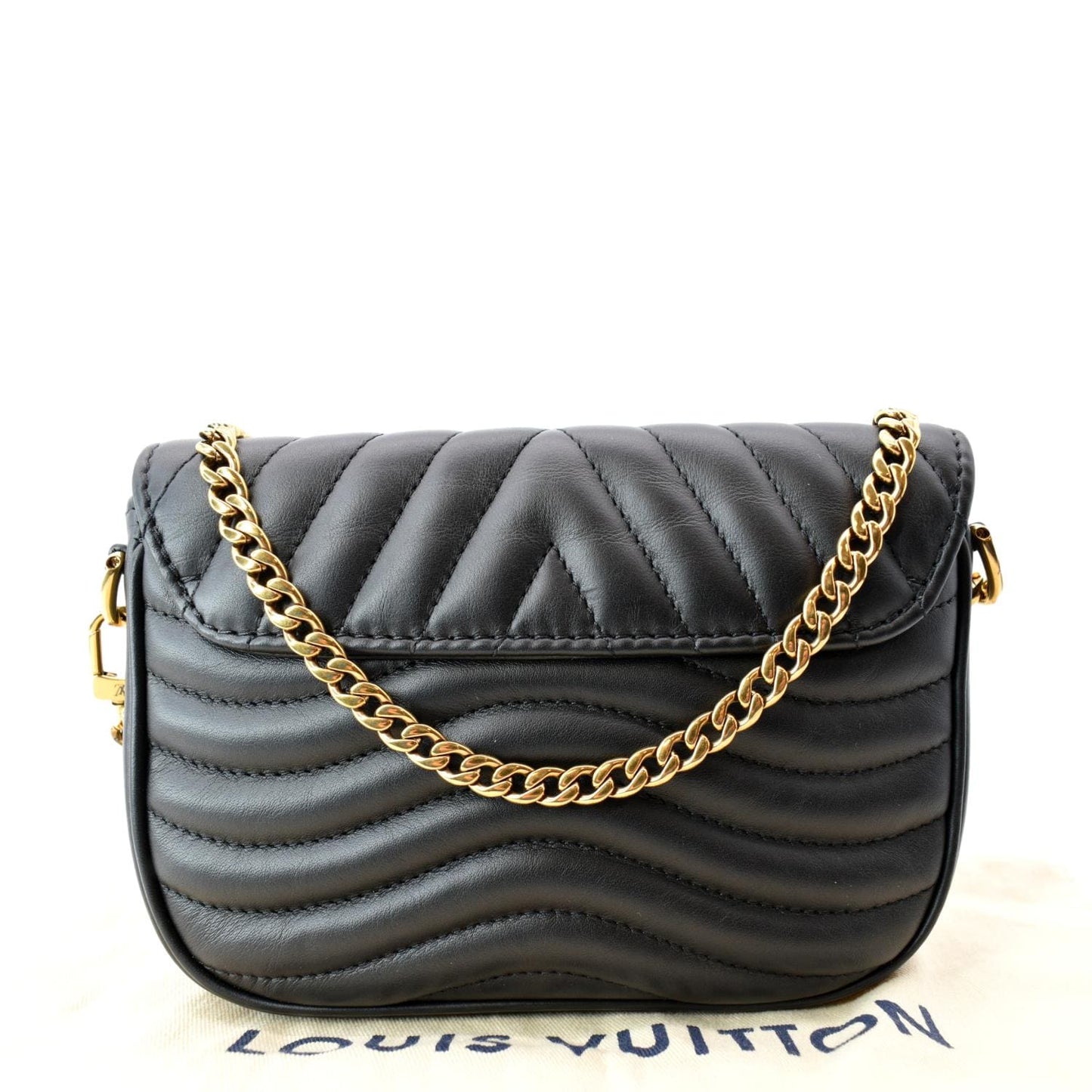 LOUIS VUITTON New Wave Multi Pochette Leather Chain Shoulder Bag Black