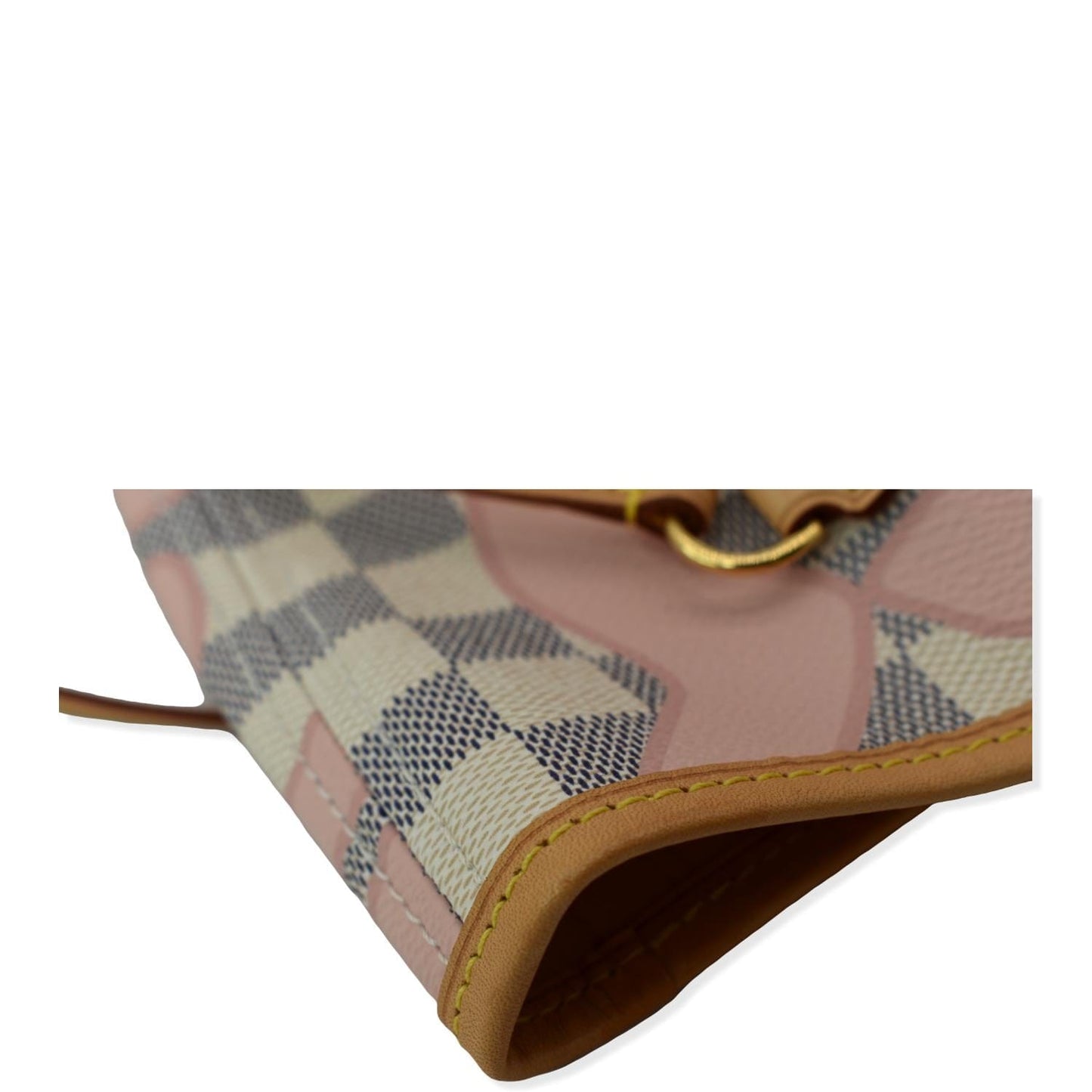 LOUIS VUITTON Neverfull MM Tahitienne Damier Azur Shoulder Bag Pink