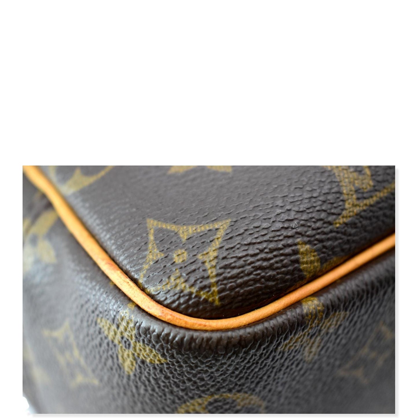 LOUIS VUITTON Deauville Boston Monogram Canvas Satchel Bag Brown
