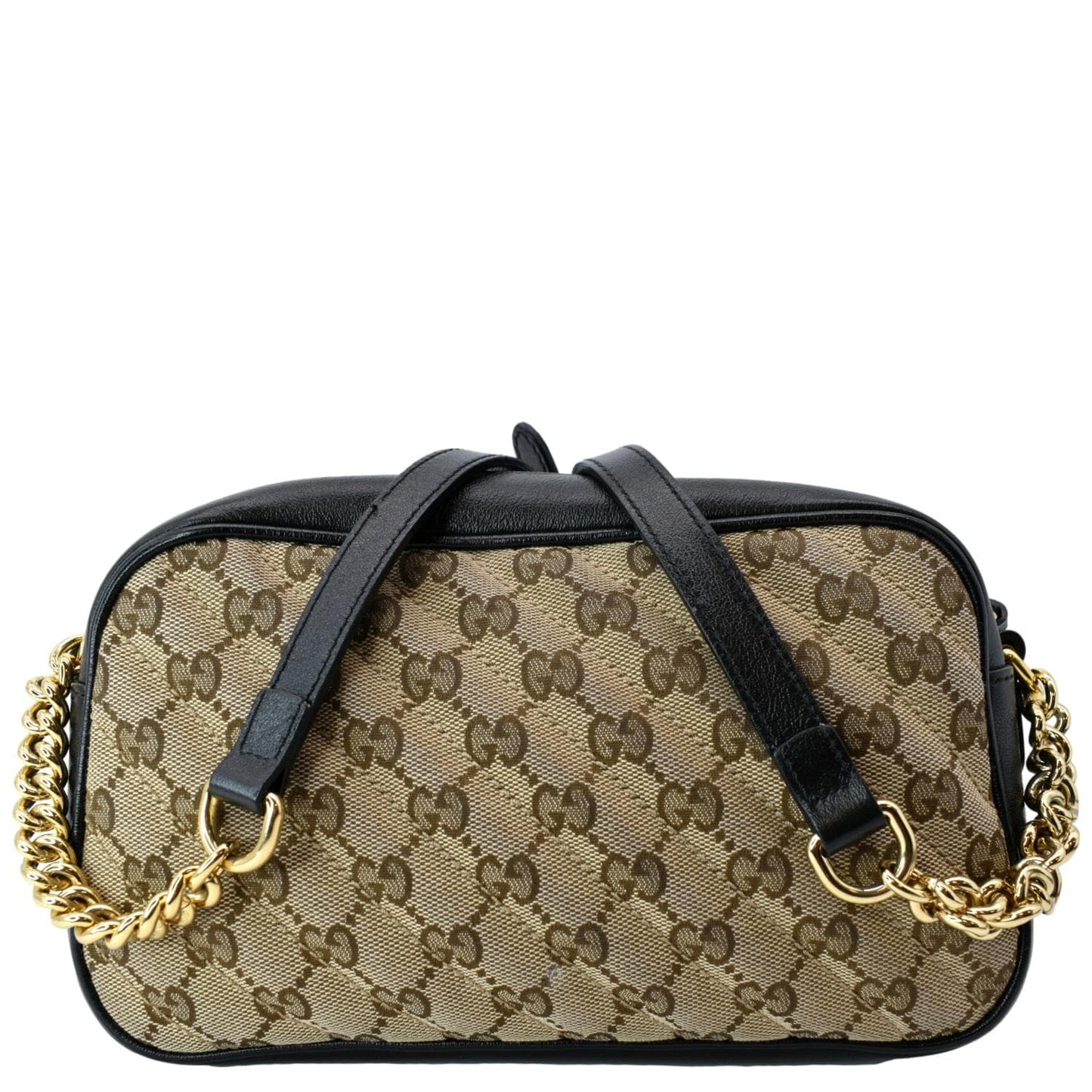 GUCCI GG Marmont Small Matelasse Canvas Leather Crossbody Bag Beige 447632