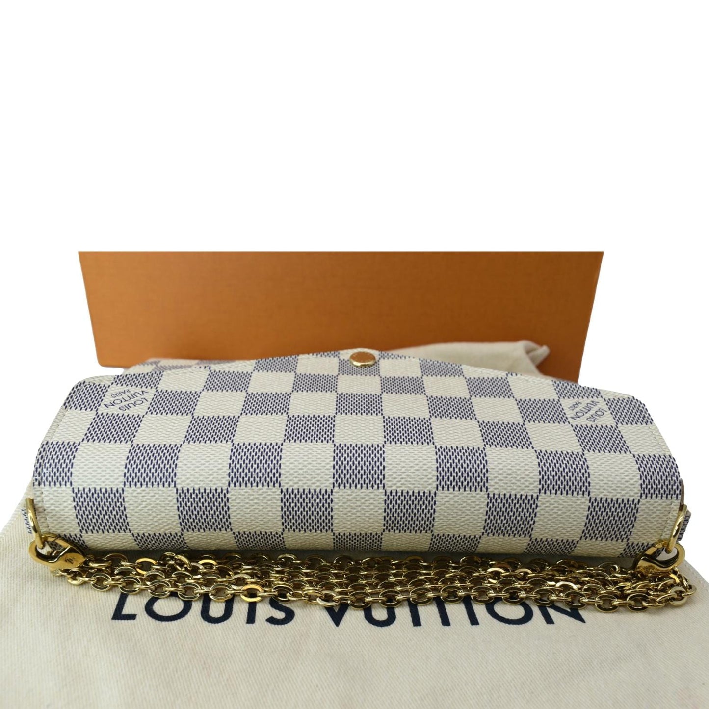 LOUIS VUITTON Felicie Pochette Damier Azur Crossbody Bag White