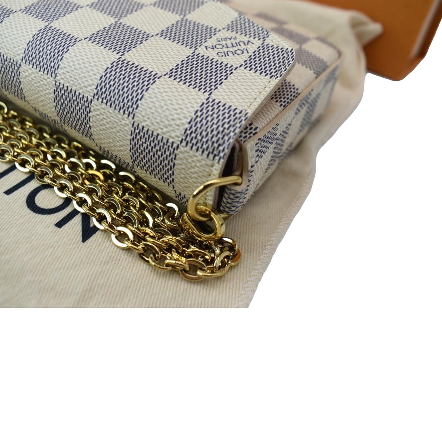 LOUIS VUITTON Felicie Pochette Damier Azur Crossbody Bag White