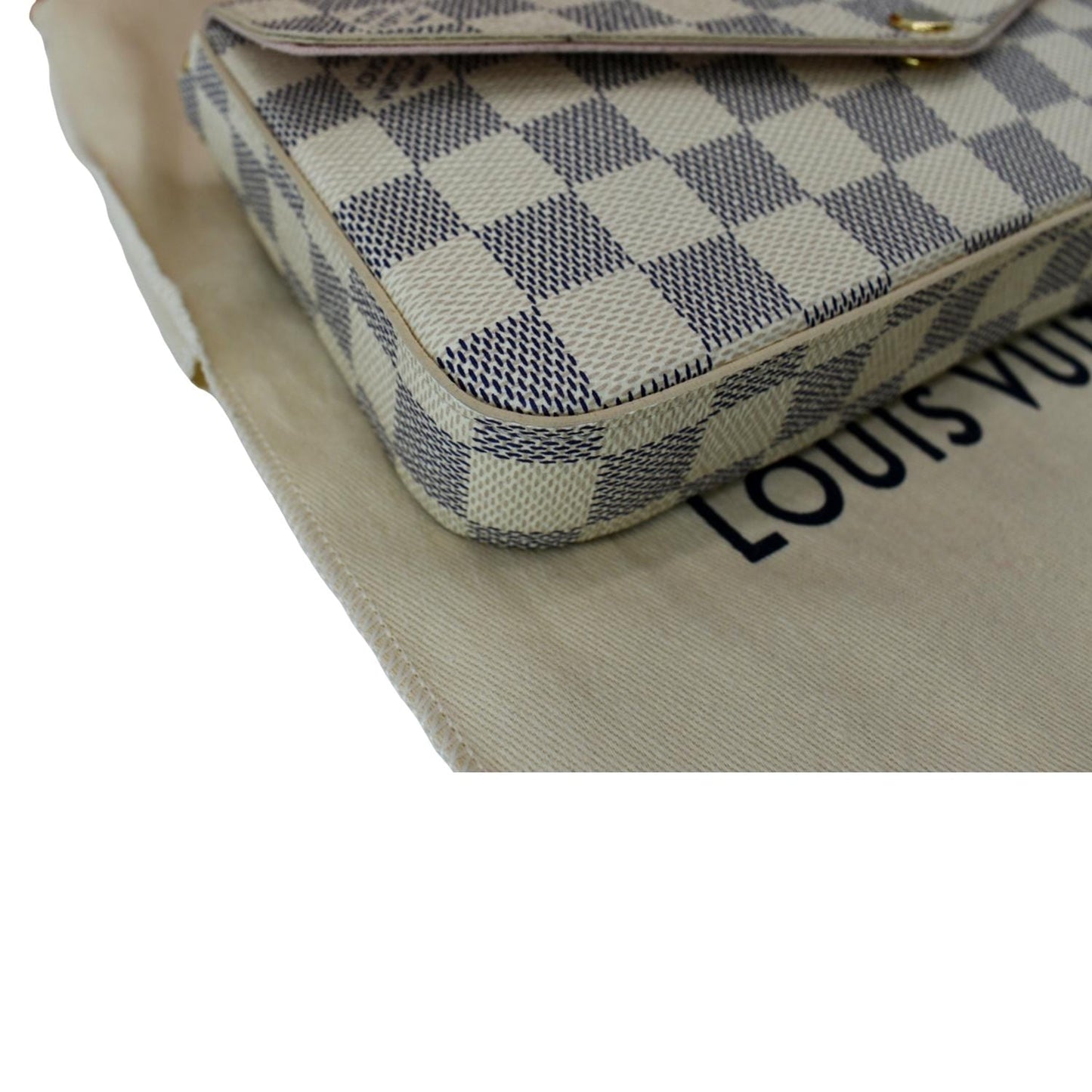 LOUIS VUITTON Felicie Pochette Damier Azur Crossbody Bag White