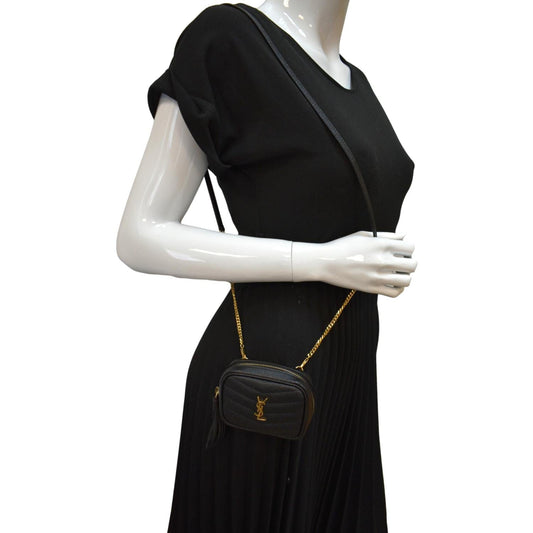 YVES SAINT LAURENT Lou Leather Crossbody Bag Black