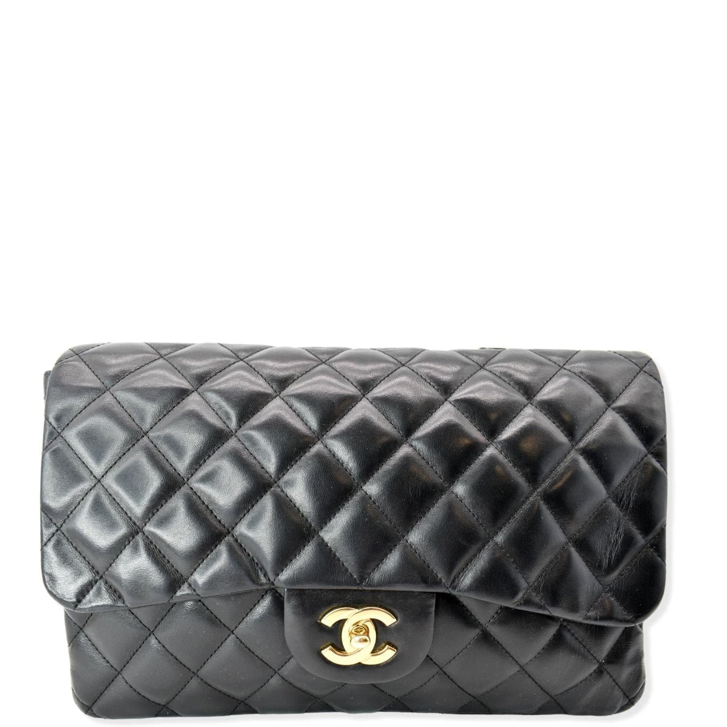 CHANEL Jumbo Classic Single Flap Lambskin Shoulder Bag Black