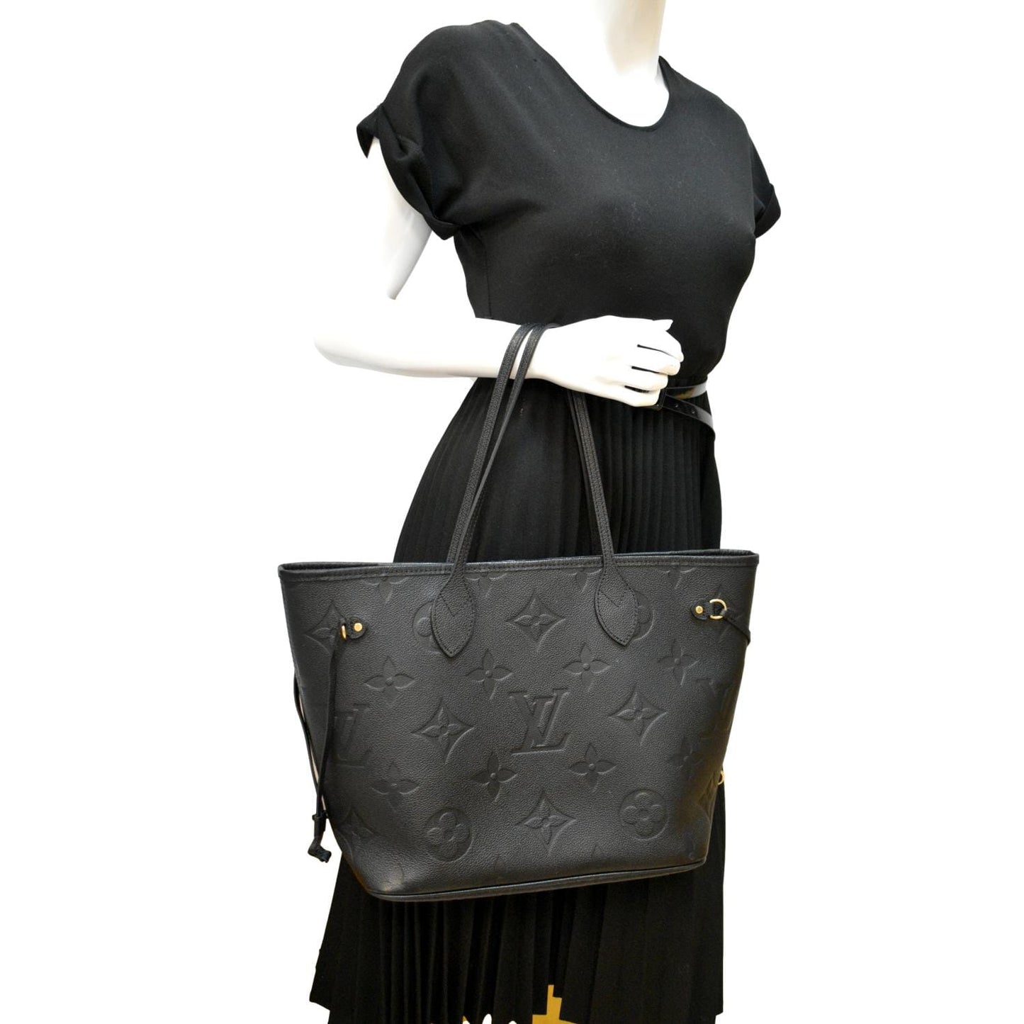 LOUIS VUITTON Neverfull MM Monogram Empreinte Tote Bag Black