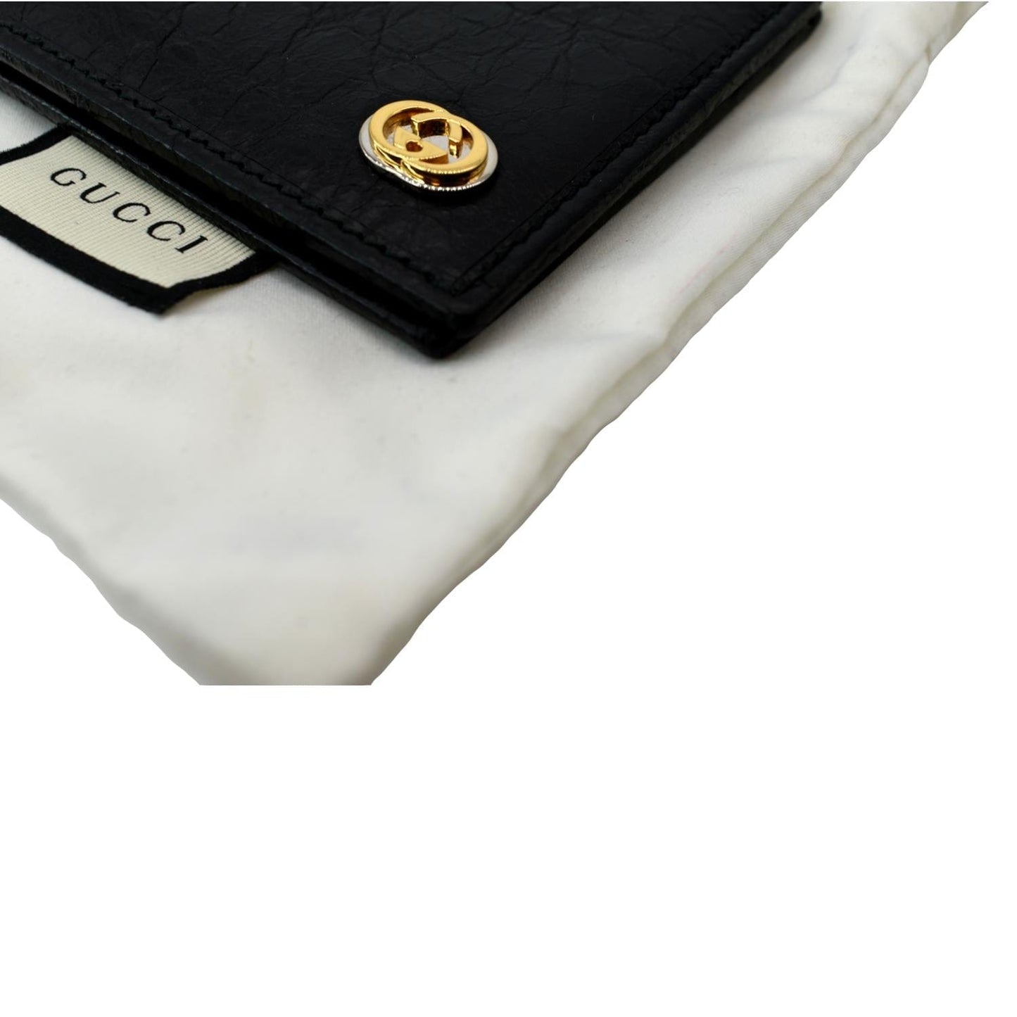 GUCCI Interlocking G Bi-Fold Calfskin Leather Wallet Black 575985