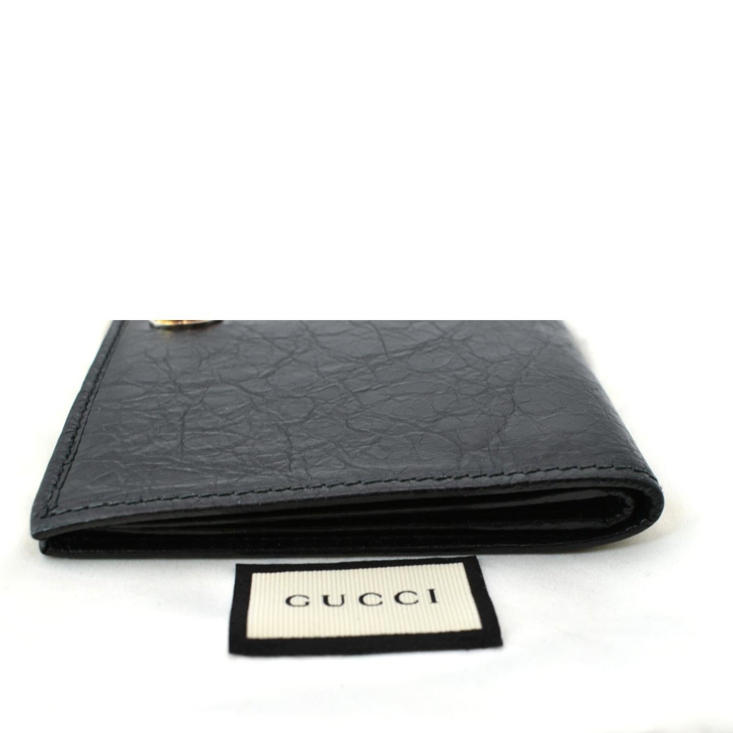 GUCCI Interlocking G Bi-Fold Calfskin Leather Wallet Black 575985