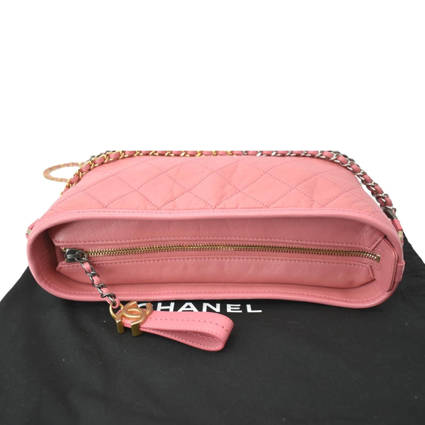 CHANEL Gabrielle Small Aged Calfskin Leather Hobo Crossbody Bag Pink